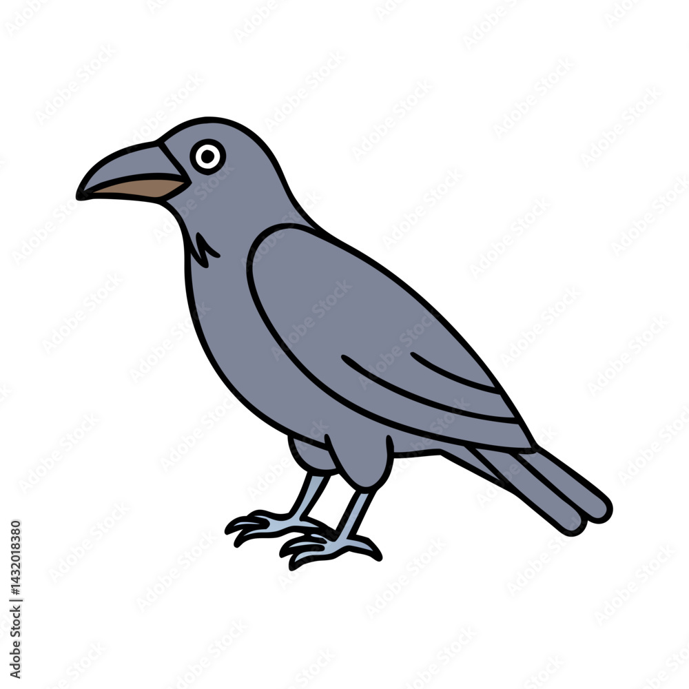 Fototapeta premium Illustration of a crow raven bird animal black bird wildlife clip art vector image design drawing art