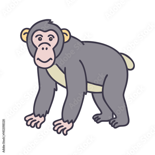 Illustration of a cute chimpanzee monkey ape primate wildlife animal zoo mammal cartoon character drawing