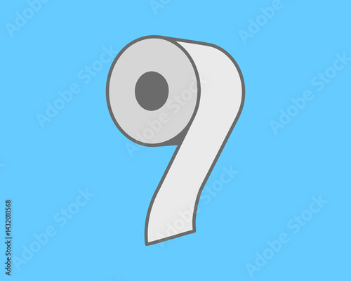 A stylized illustration of a toilet paper roll against a light blue background.  The minimalist design lends itself to various applications, from hygienerelated marketing to conceptual art.