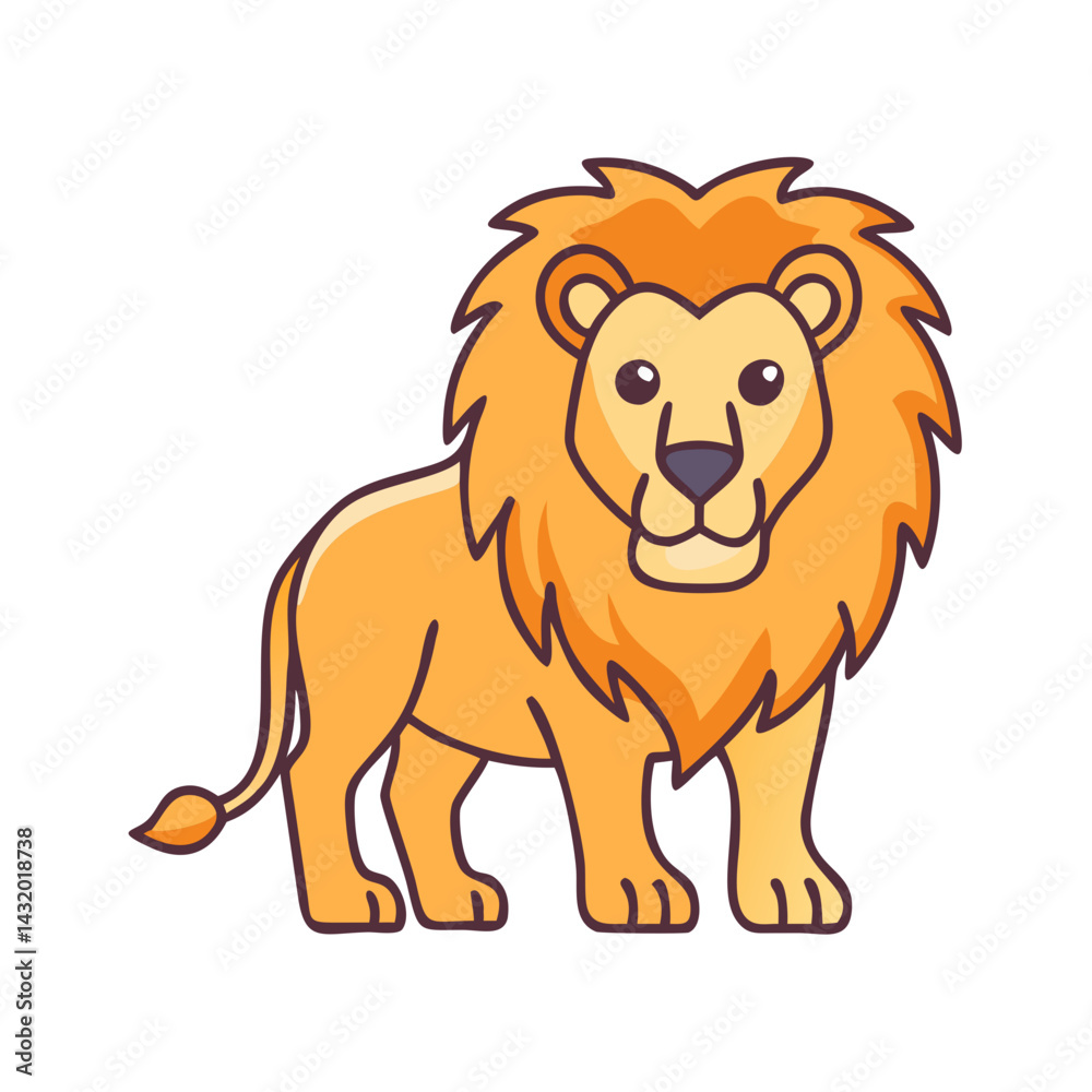 Cartoon lion vector illustration, cute lion drawing, lion clip art, african animal, wild cat image Cartoon lion vector illustration, cute lion drawing, lion clip art, african animal, wild cat image