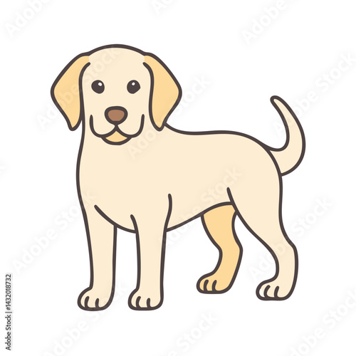 Cute cartoon dog labrador retriever puppy pet animal canine drawing illustration art design vector