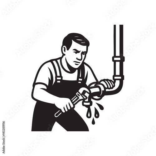 worker repair leaking pipes