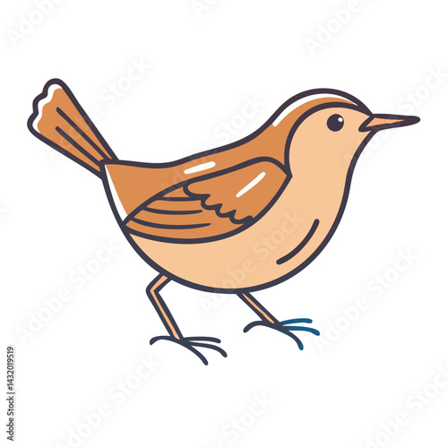 Illustration of a cute brown bird avian species wildlife nature animal drawing vector design artwork image