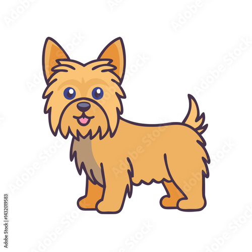 Illustration of a cute yorkie puppy dog pet animal canine domestic breed terrier yorkshire doggy