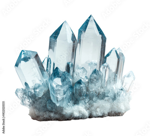 Stunning crystal formation natural clear view isolated on transparent background