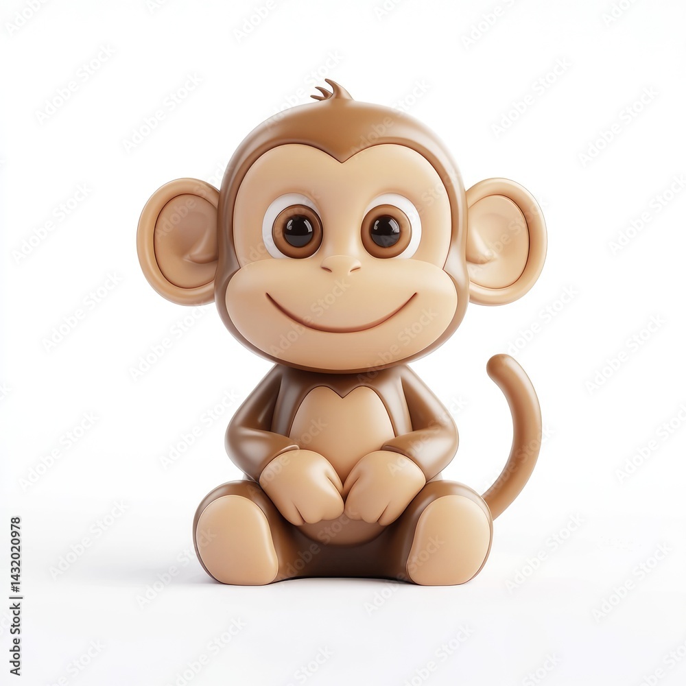 Naklejka premium Cheerful monkey figurine against a white background.