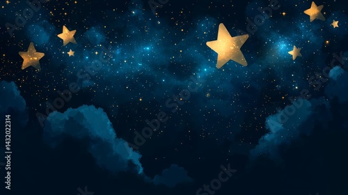 The night sky is filled with twinkling and blinking stars in a dark 3D illustration, creating a UHD 4K background of a starry black sky
