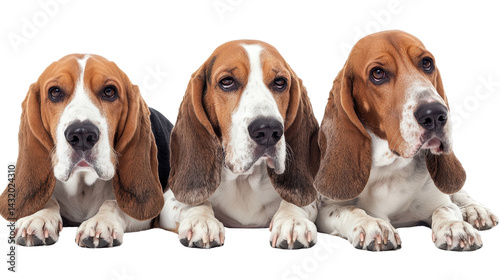 three hound dog isolated on white transparent background