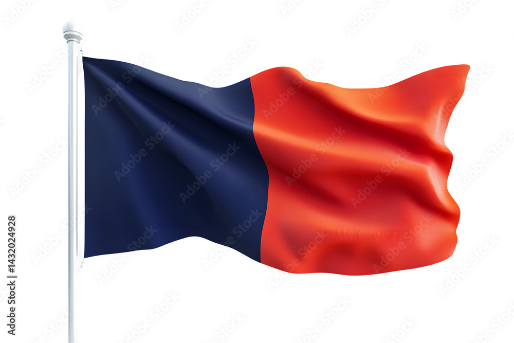 Naklejka premium Waving Flag Blue and Red Bicolor Fabric Texture National Symbol Patriotism Political Bann