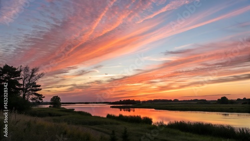 sunset over the river