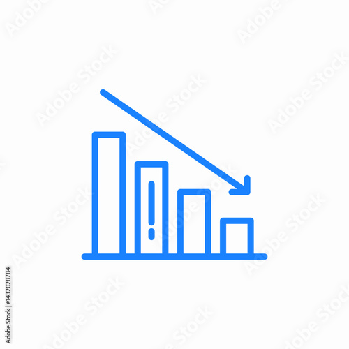decline chart warning icon sign vector