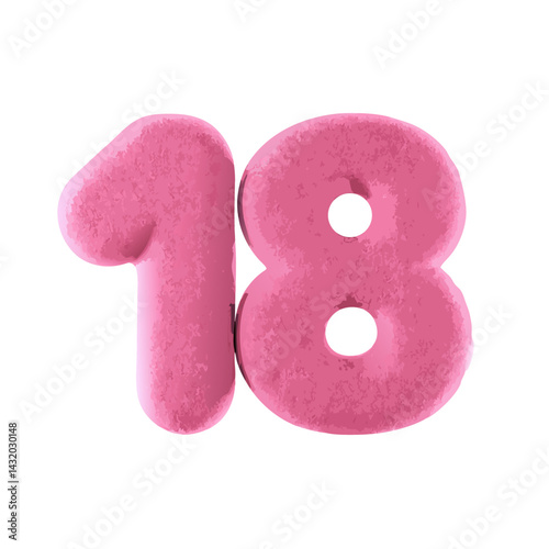 A vibrant pink "18" stands out with bold simplicity, a visual representation of a significant milestone. vector illustration