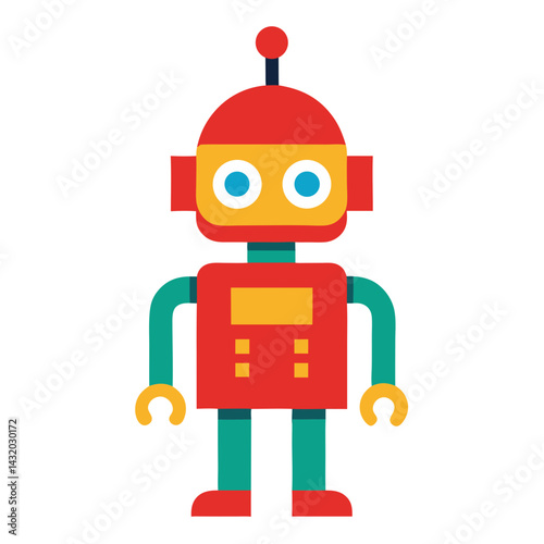 A charming vector illustration of a playful robot character with a unique and friendly design.