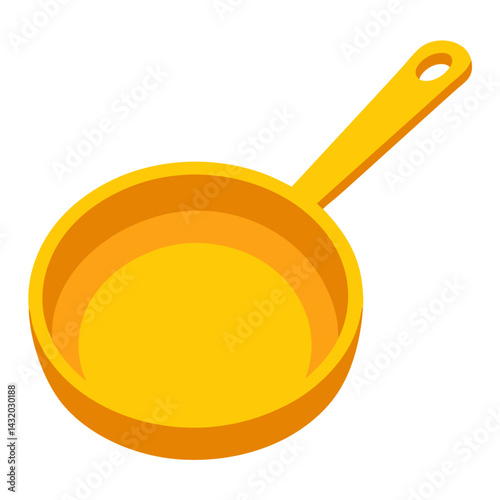 A vibrant yellow frying pan sits alone, an illustration of culinary equipment. capturing the essential tool for cooking, frying, and preparing delicious meals. vector illustration