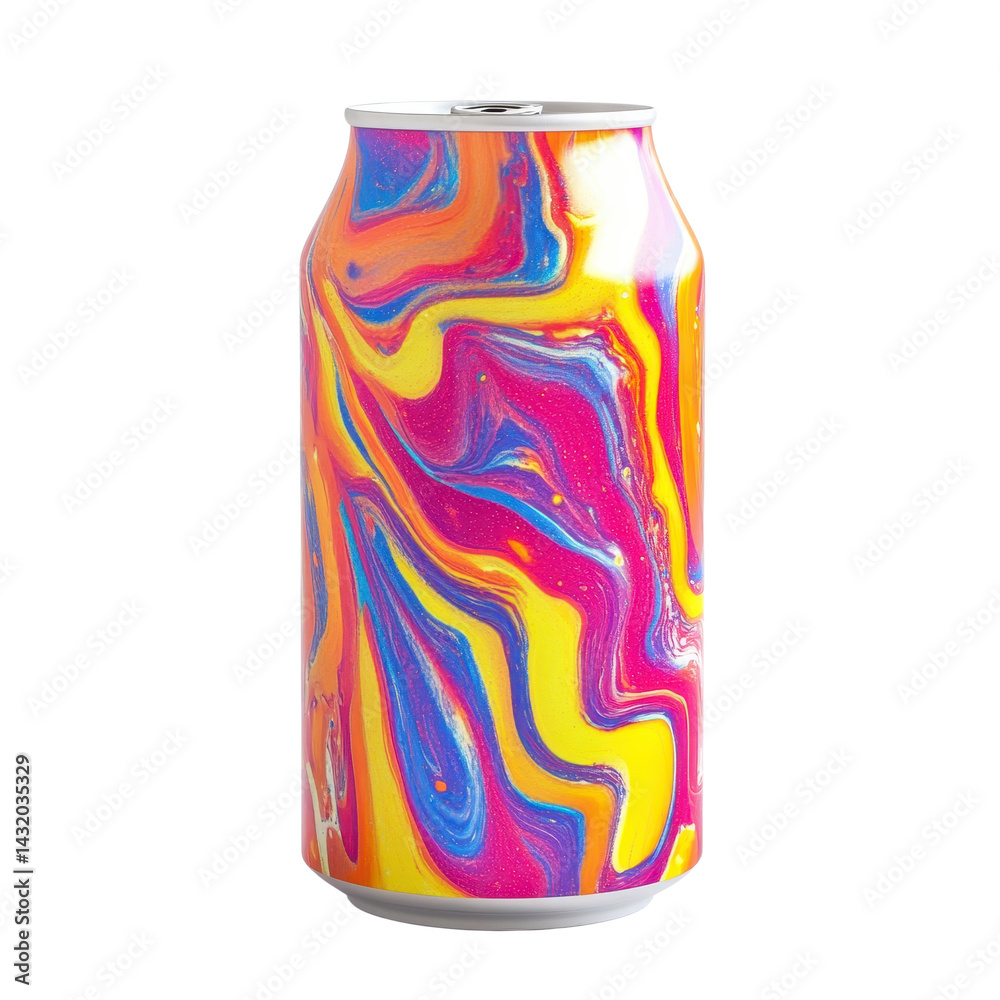 colourfull aluminum soda can isolated on white transparent background