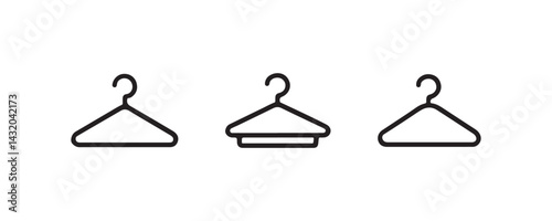 Clothes hanger icon set in outline style Vector