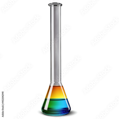 Glass test tube with colored liquid isolated on a transparent background.