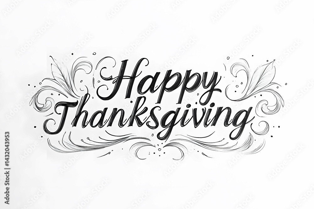 Playful Cursive Happy Thanksgiving Greeting in Black Ink Playful Cursive Happy Thanksgiving Greeting in Black Ink