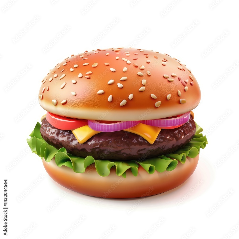 A juicy cheeseburger with toppings. A juicy cheeseburger with toppings.