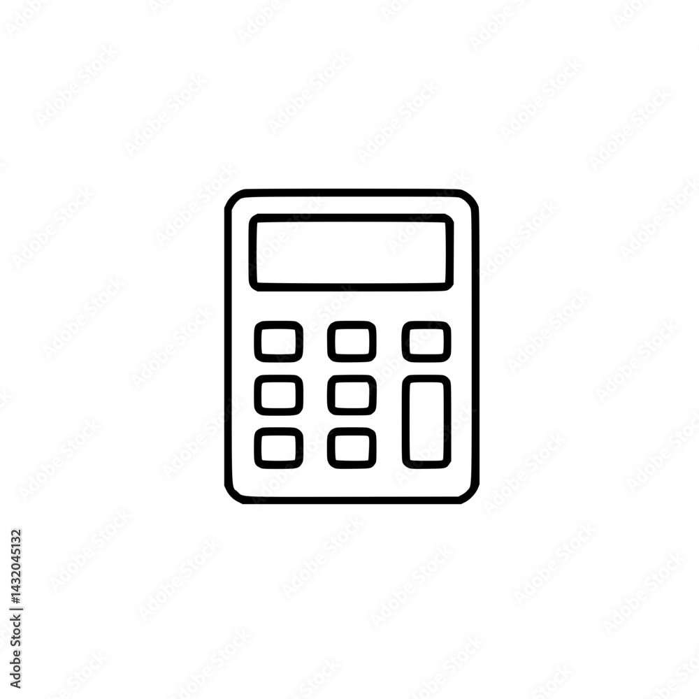 Calculator Line Icon - Simple Vector Outline in minimalistic black and white design Calculator Line Icon - Simple Vector Outline in minimalistic black and white design