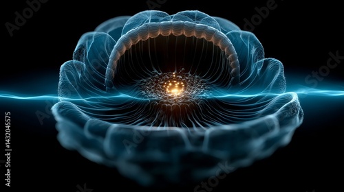 Wallpaper Mural Blue lotus representing throat chakra emitting sound waves in dark background Torontodigital.ca