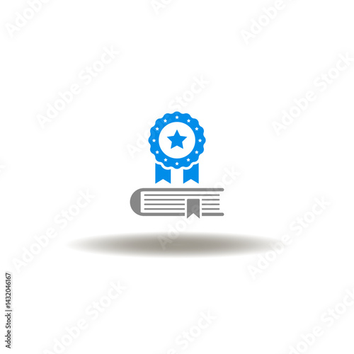 Obraz na płótnie Vector illustration of book and seal with star. Symbol of MBA Master of Business Administration. Icon of education award. w salonie