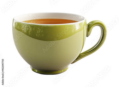 Brewing tea in a green cup kitchen beverage cozy atmosphere isolated on transparent background