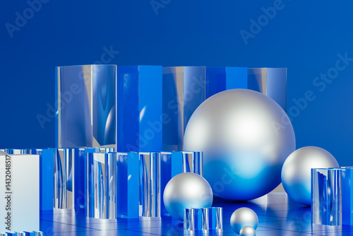 Dynamic geometric shapes create engaging 3D technological background
