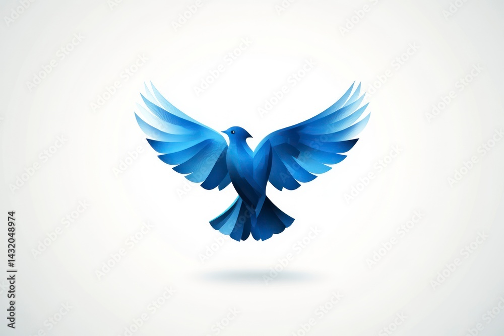 Obraz premium Stylized Blue Bird in Flight with Abstract Feathers Ideal for Freedom Spirituality and Natur
