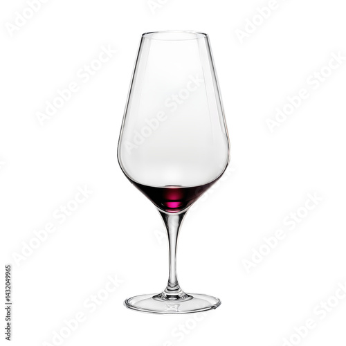 An empty wine glass is isolated on a transparent background.