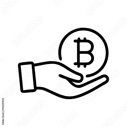Hand holding Bitcoin icon, digital investment concept