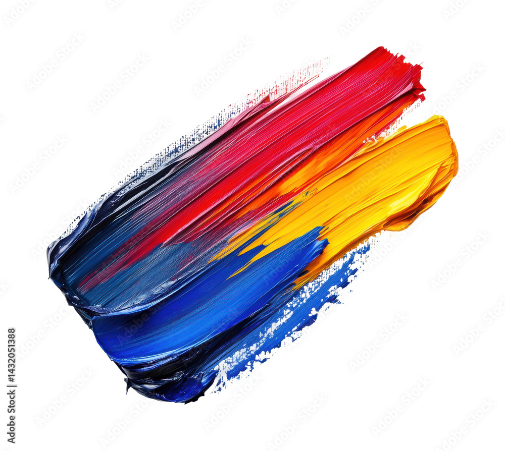 Fototapeta premium Vibrant paint stroke abstract digital colorful isolated on transparent background