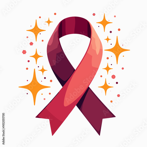 breast cancer awareness ribbon with sparkles  pink ribbon on white background