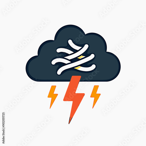 cloudy sky with lightning bolt illustration