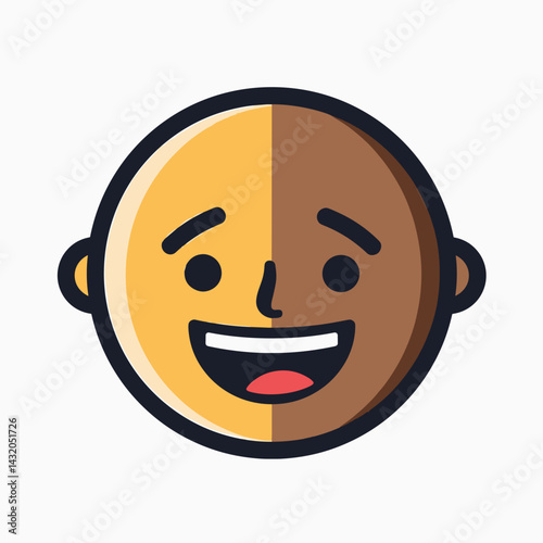 happy smiling cartoon character with brown hair