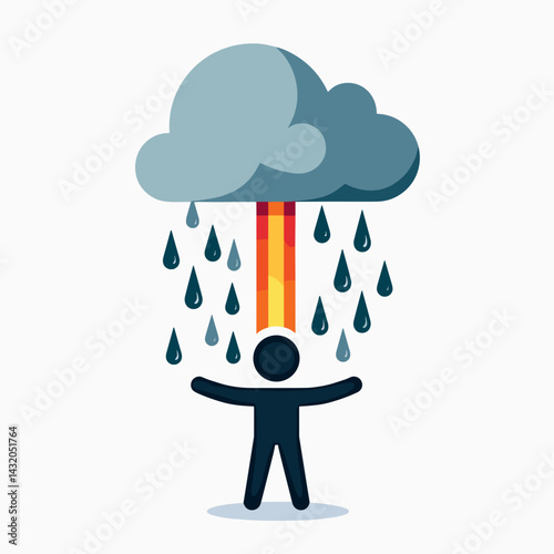 rainy day illustration with colorful raindrops