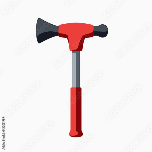 red and gray hammer with rubber grip
