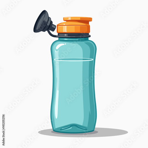 vibrant blue reusable water bottle with orange lid