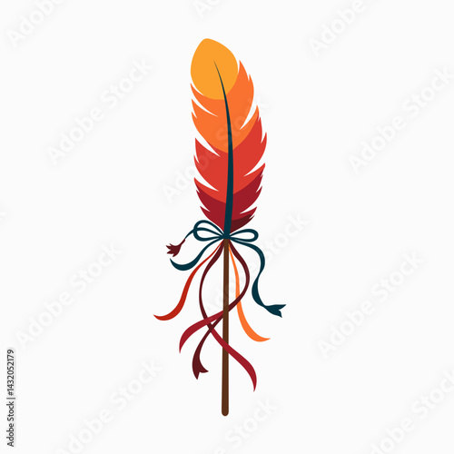 vibrant feather decoration with bow  colorful autumn theme