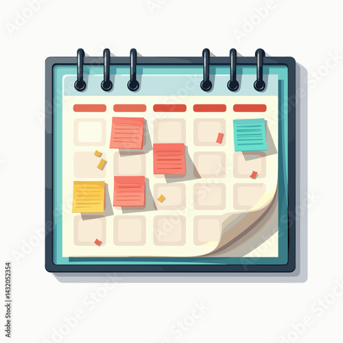 colorful calendar with sticky notes