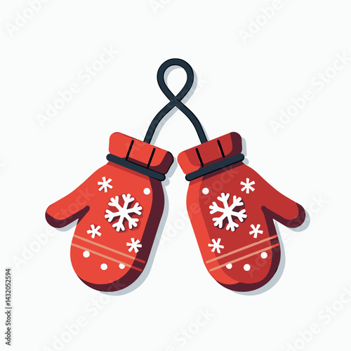 warm christmas stocking illustration with red gloves and snowflakes