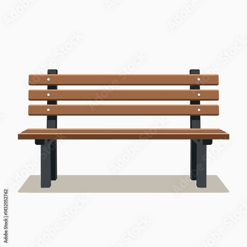 brown wooden park bench with metal frame
