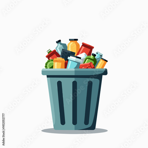 vibrant recycling bin with colorful trash