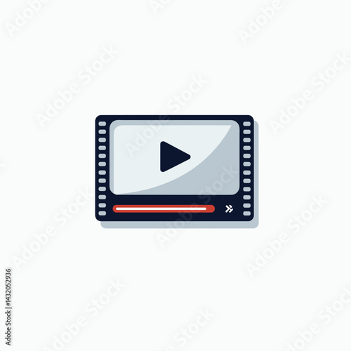 video recording icon with film stripes  digital media symbol