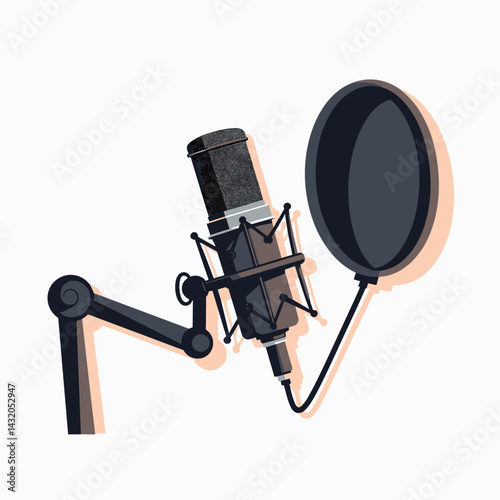 professional microphone setup with pop filter