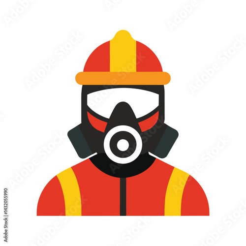 Firefighters SCBA Mask Vector Illustration