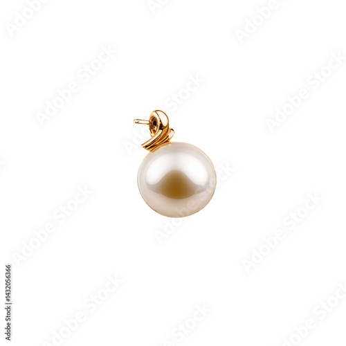Pearl earring isolated on transparent background.