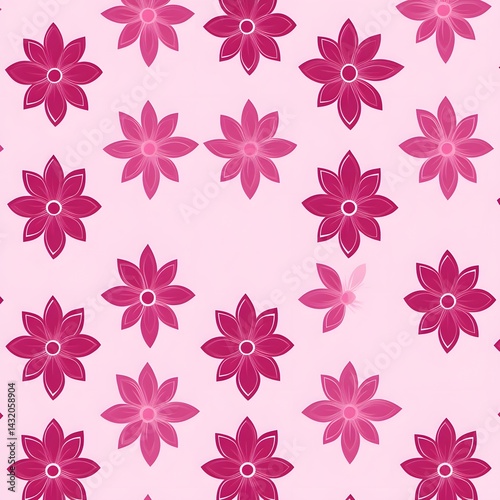 Pretty Pink Flowers Seamless Pattern Background