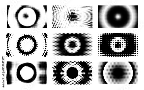 A collection of vector half tone dots banners
