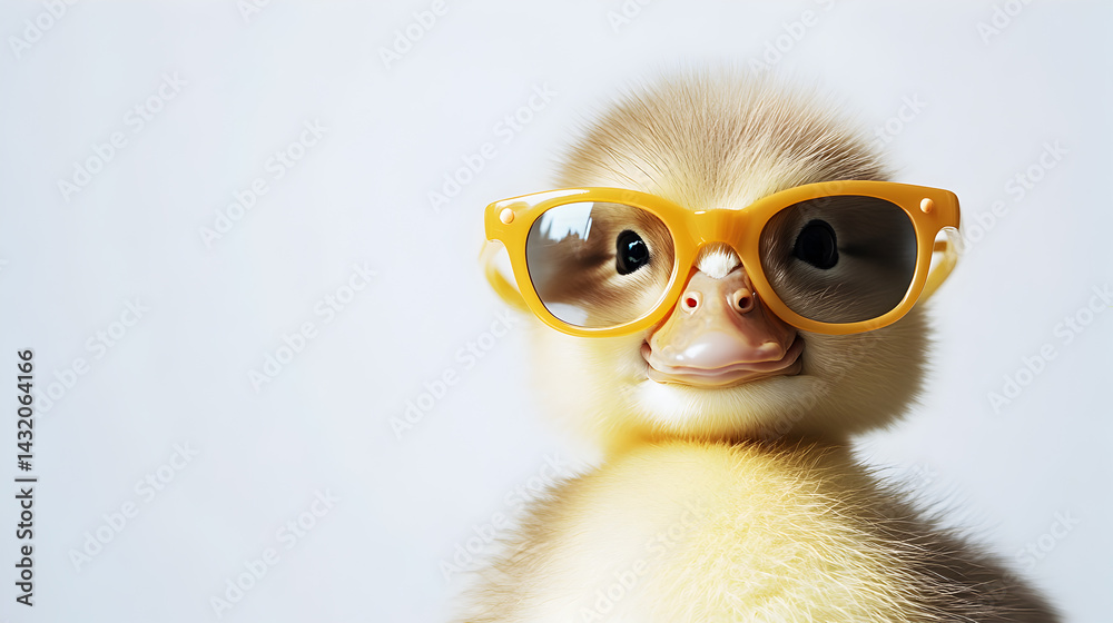Fototapeta premium A duck wearing sunglasses is the main focus of the image